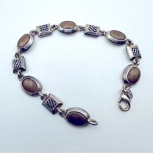 Vintage Premier Designs Bracelet Brown Silver tone Link Casual Retro